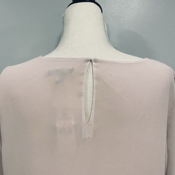 EXPRESS NWT M Women's Pink Sheer Chiffon Blouse Round Neck Balloon Sleeve Office - Picture 6 of 16